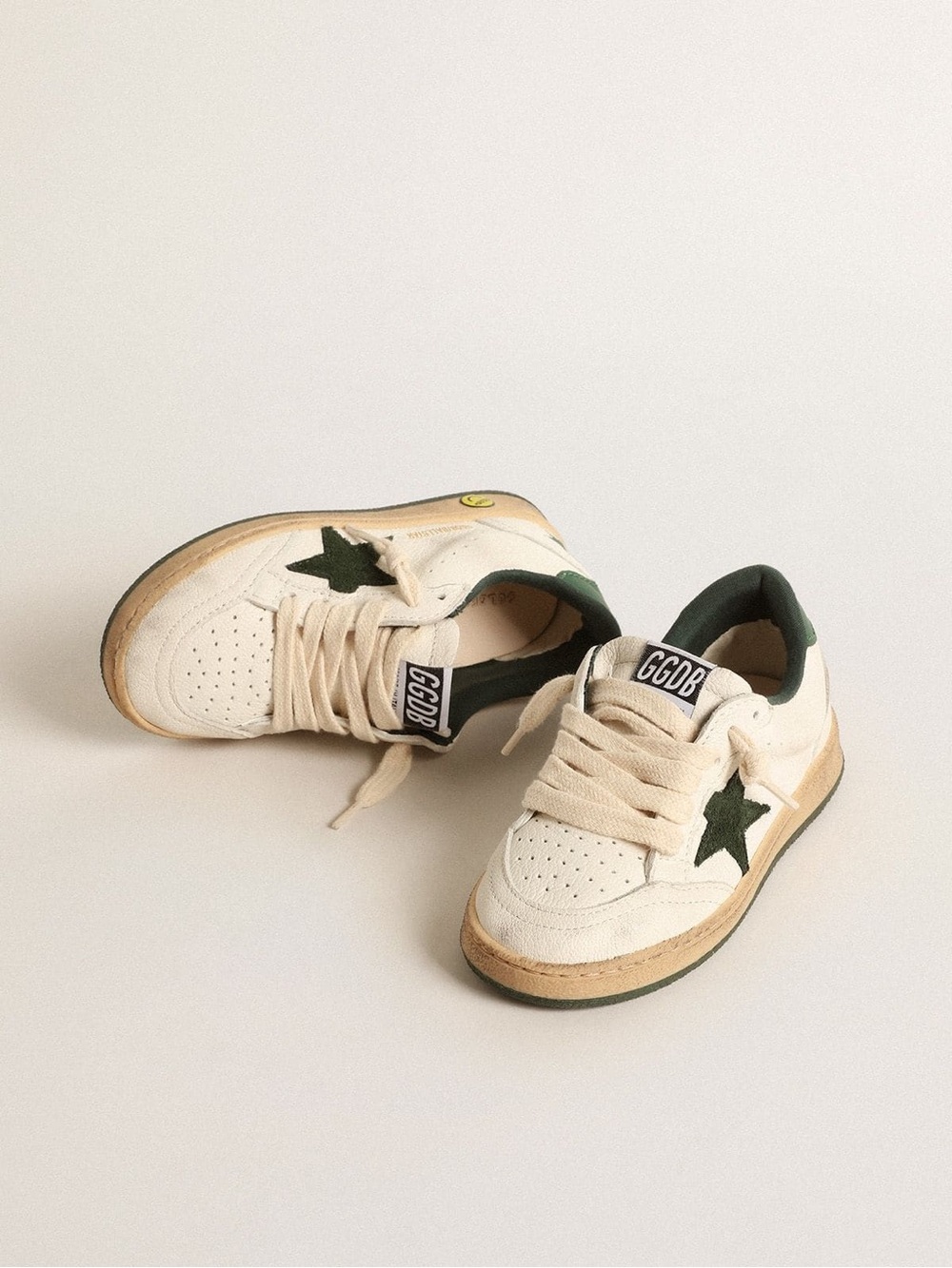 Golden Goose Kids Toddler Ball Star Sneakers White/Green Suede Star Size 8c / 24